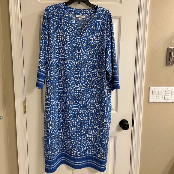 Coolibar Blue and White Midi Dress - Sun Protection UPF 50+ - Picture 2 of 10
